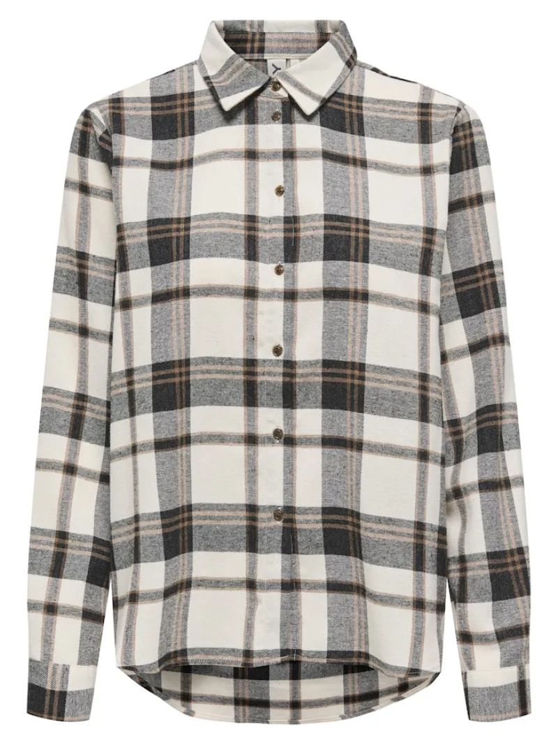Only Blusen*ONLFIE LS REG CHECK SHIRT WVN CS Black