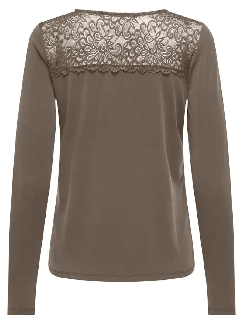 Only Shirts*ONLFREE LIFE L/S O-NECK LACE TOP JRS Walnut
