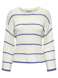 Only Pullover & Sweatshirts*ONLGEENA 7/8 STRIPE O-NECK KNT NOOS cloud dancer2