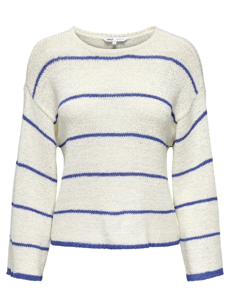 Only Pullover & Sweatshirts*ONLGEENA 7/8 STRIPE O-NECK KNT NOOS cloud dancer2