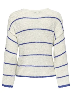 Only Pullover & Sweatshirts*ONLGEENA 7/8 STRIPE O-NECK KNT NOOS cloud dancer2