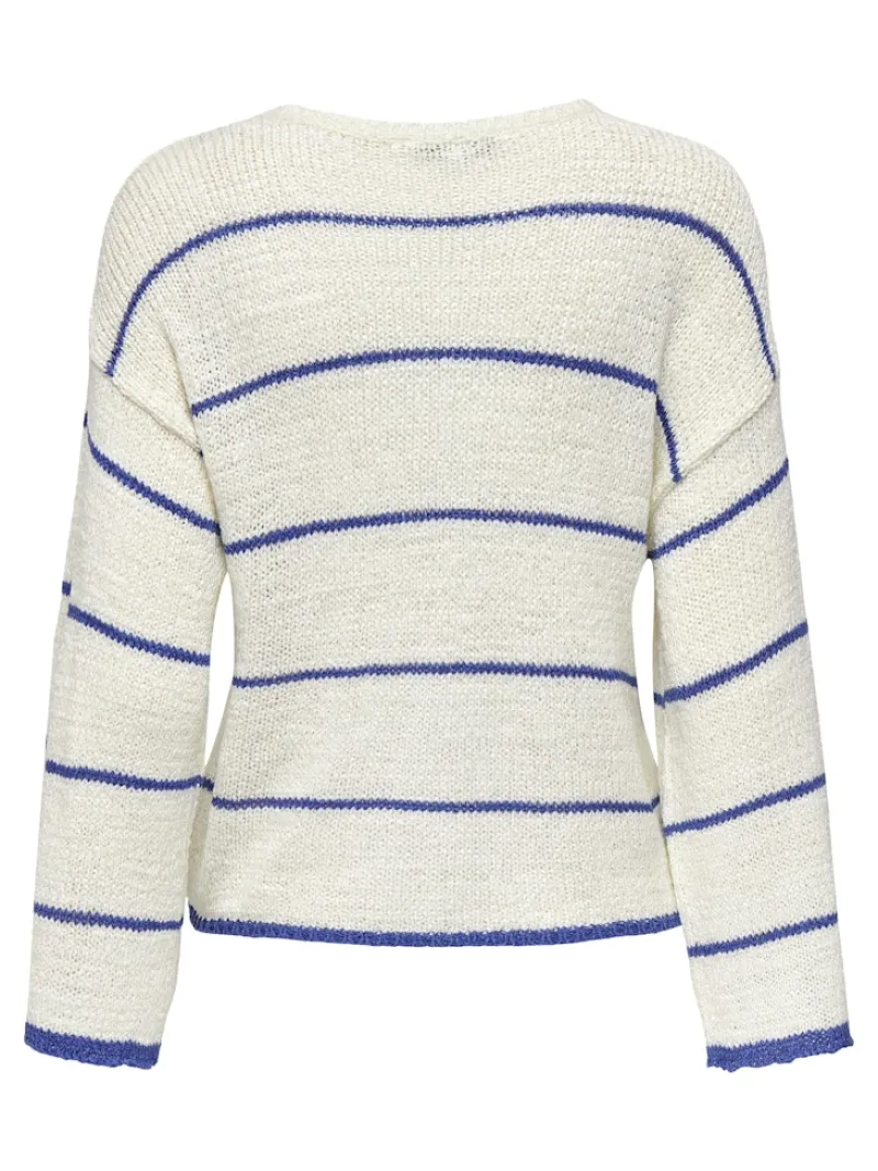 Only Pullover & Sweatshirts*ONLGEENA 7/8 STRIPE O-NECK KNT NOOS cloud dancer2