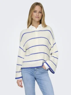 Only Pullover & Sweatshirts*ONLGEENA 7/8 STRIPE O-NECK KNT NOOS cloud dancer2