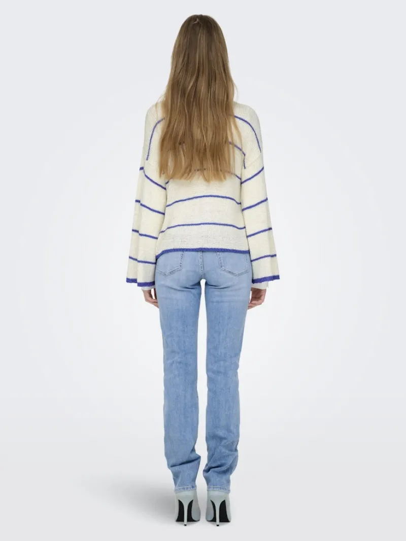 Only Pullover & Sweatshirts*ONLGEENA 7/8 STRIPE O-NECK KNT NOOS cloud dancer2