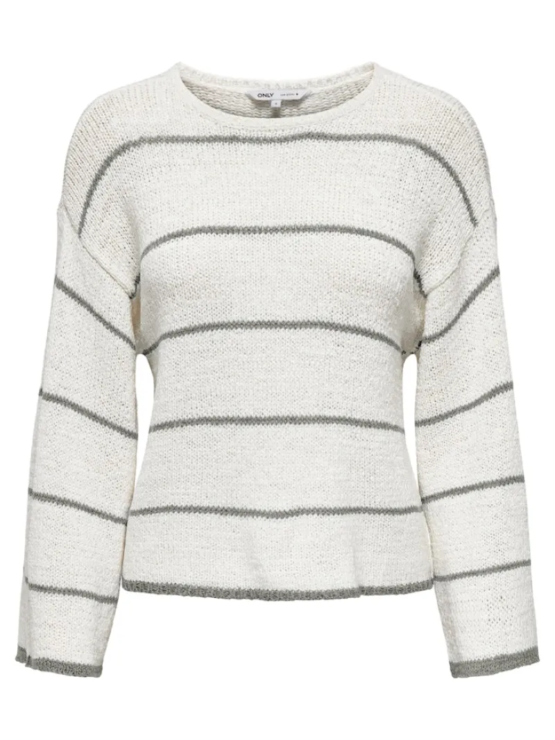 Only Pullover & Sweatshirts*ONLGEENA 7/8 STRIPE O-NECK KNT NOOS cloud dancer1