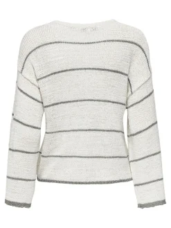 Only Pullover & Sweatshirts*ONLGEENA 7/8 STRIPE O-NECK KNT NOOS cloud dancer1