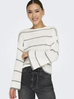 Only Pullover & Sweatshirts*ONLGEENA 7/8 STRIPE O-NECK KNT NOOS cloud dancer1