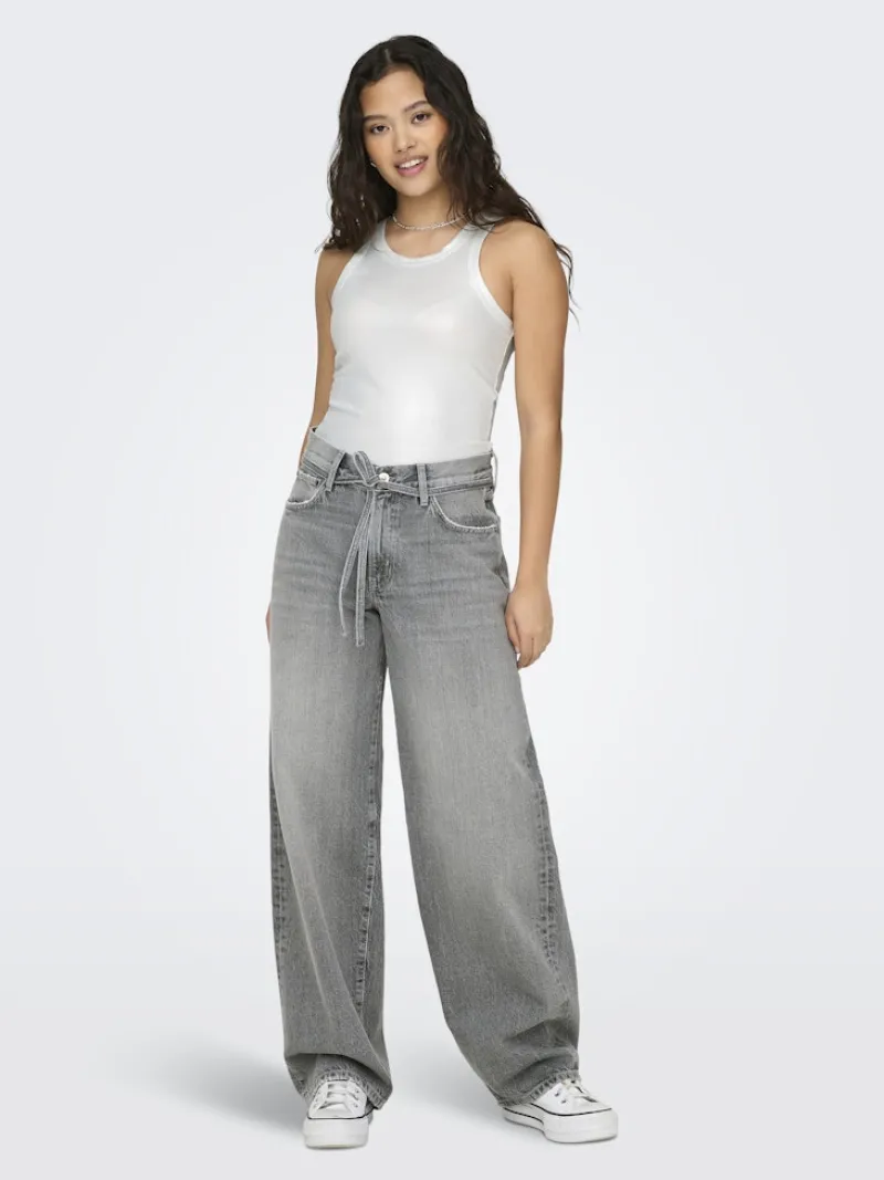 Only Jeans*ONLGIANNA MW STRAIGHT DOT757 DNM NOOS Medium Grey Denim