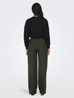 Only Hosen*ONLGINNY HW WIDE PULL-UP PANT OY PNT Black Olive