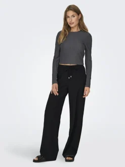 Only Hosen*ONLGINNY HW WIDE PULL-UP PANT OY PNT Black