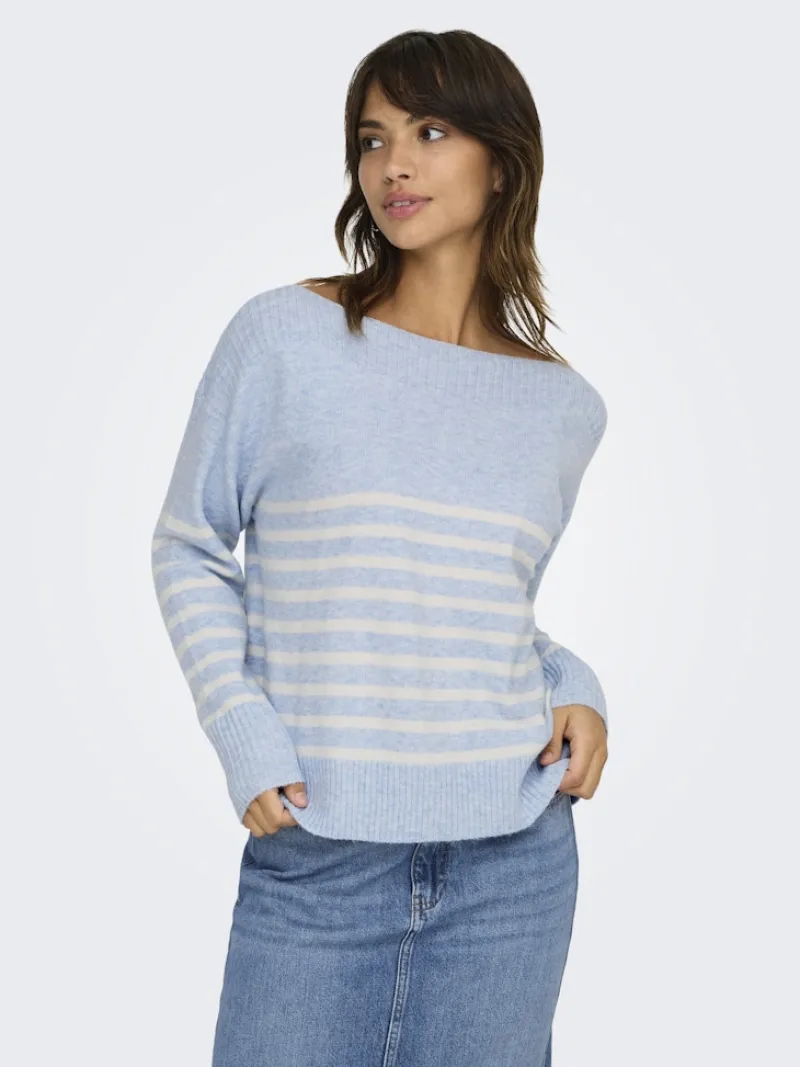 Only Pullover & Sweatshirts*ONLGLORY LIFE LS BOATNECK KNT soft chambray