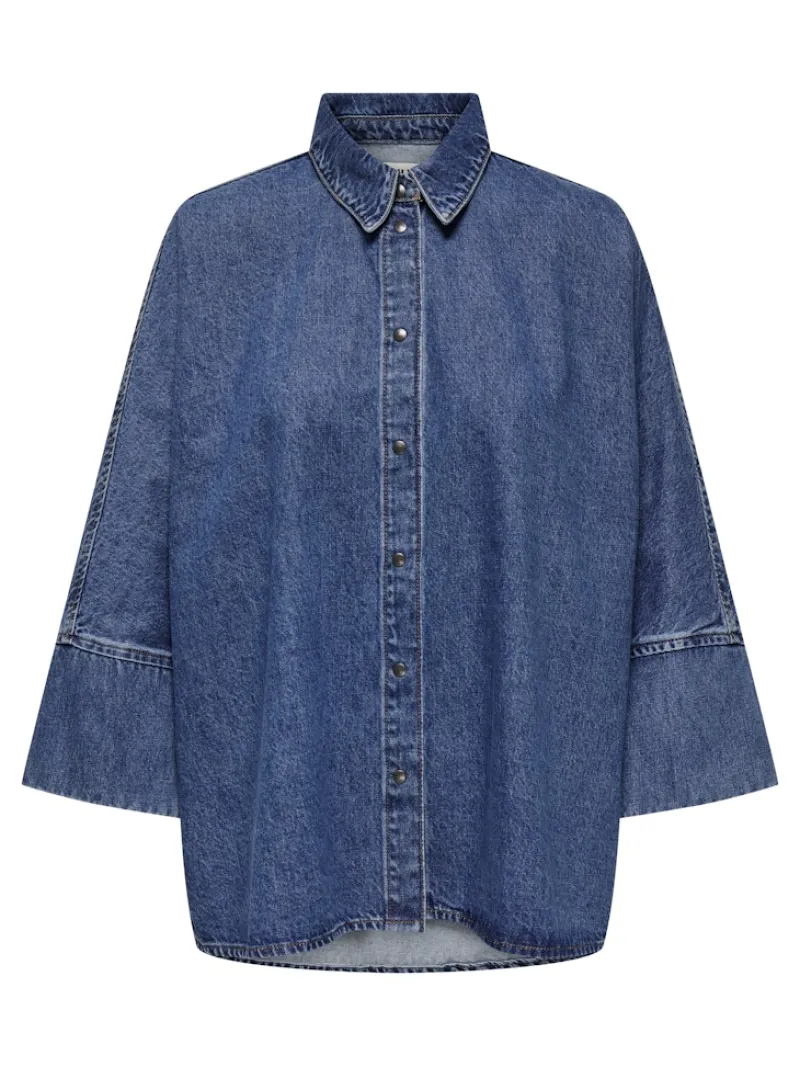 Only Blusen*ONLGRACE 3/4 DNM SHIRT CRO NOOS Medium Blue Denim