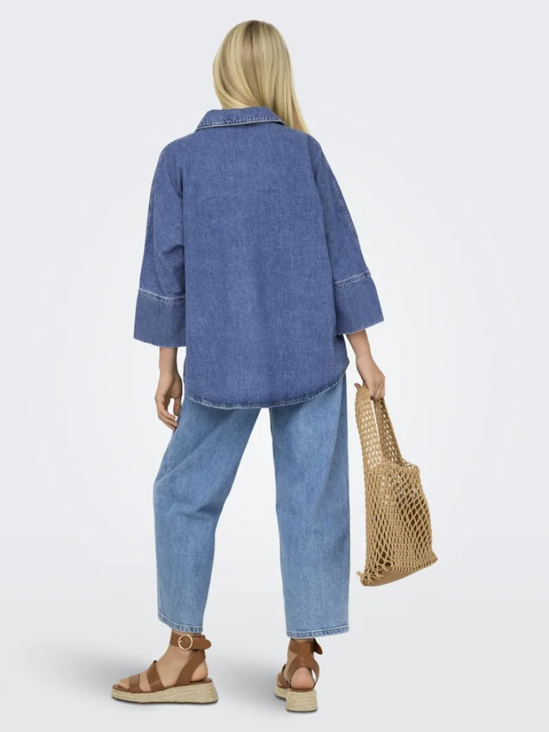 Only Blusen*ONLGRACE 3/4 DNM SHIRT CRO NOOS Medium Blue Denim