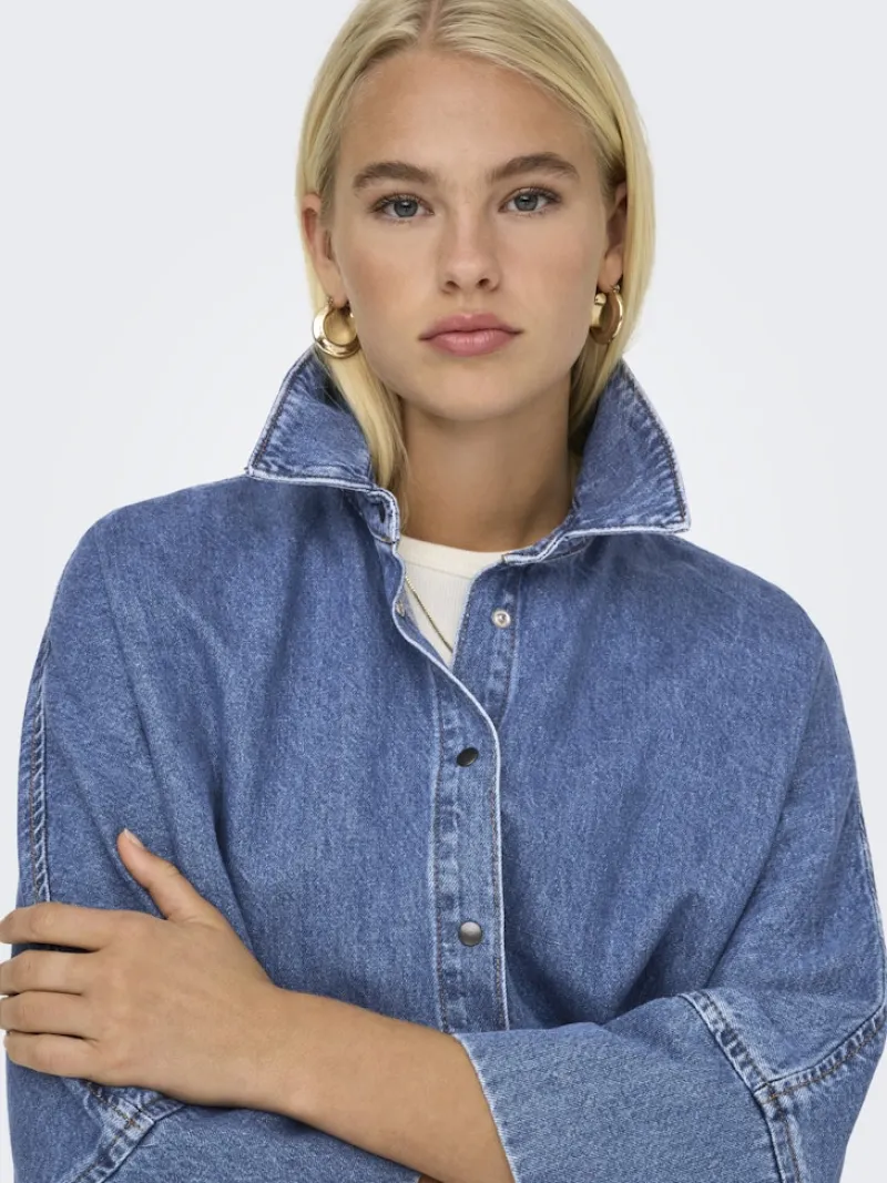 Only Blusen*ONLGRACE 3/4 DNM SHIRT CRO NOOS Medium Blue Denim