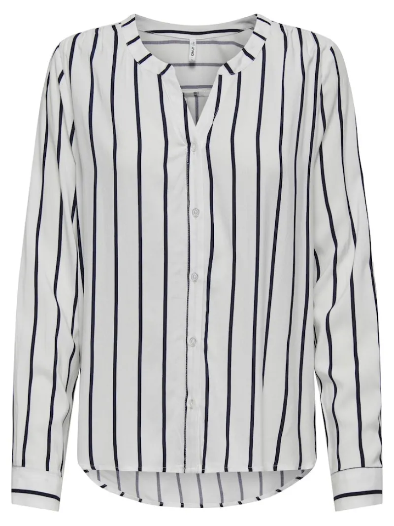 Only Blusen*ONLGUSTA LIFE L/S SHIRT PTM Cloud Dancer-Night sky ocean s