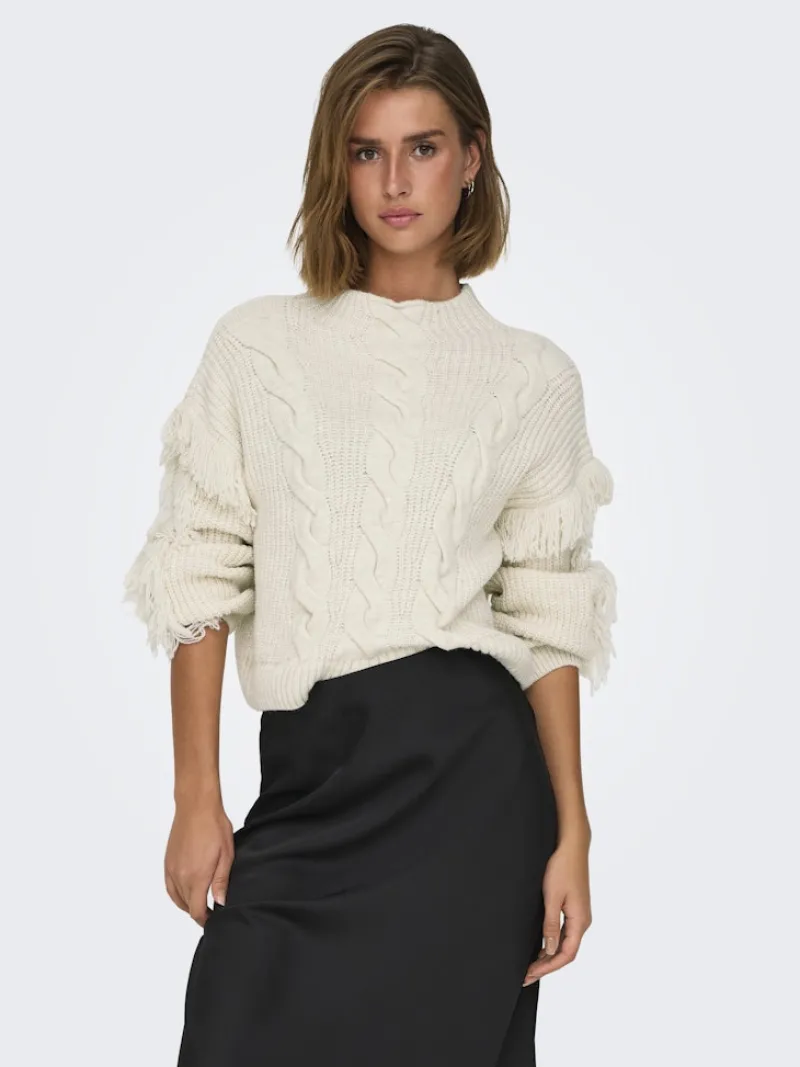Only Pullover & Sweatshirts*ONLHOLLY LS SHORT CABLE HIGH NECK RP KNT birch