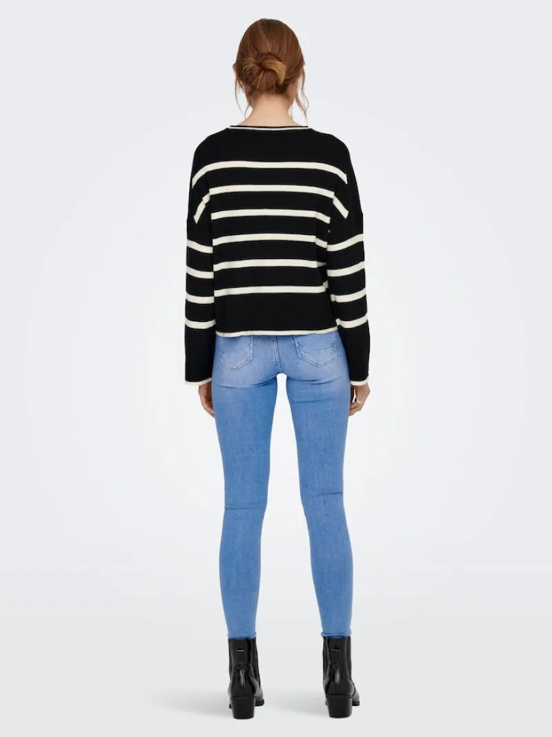 Only Pullover & Sweatshirts*ONLIBI LS STRIPE O-NECK KNT Black
