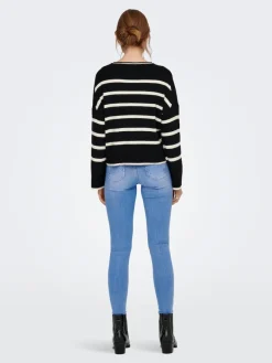 Only Pullover & Sweatshirts*ONLIBI LS STRIPE O-NECK KNT Black