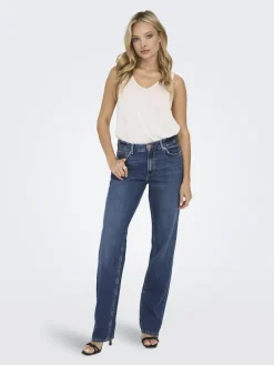 Only Jeans*ONLJACI MW STRAIGHT DNM CRO209 NOOS Medium Blue Denim