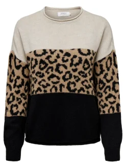 Only Pullover & Sweatshirts*ONLJADE ANIMAL LS O-NECK KNT NOOS moonbeam