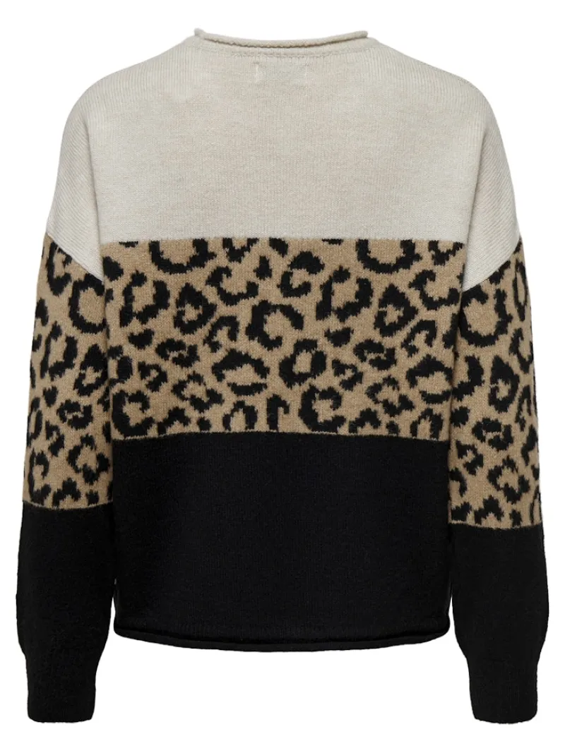 Only Pullover & Sweatshirts*ONLJADE ANIMAL LS O-NECK KNT NOOS moonbeam