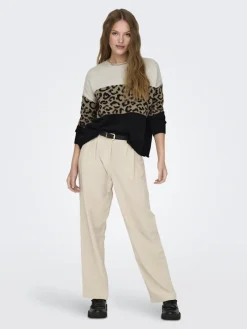 Only Pullover & Sweatshirts*ONLJADE ANIMAL LS O-NECK KNT NOOS moonbeam