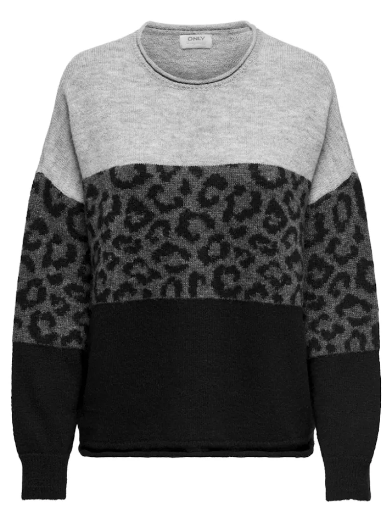 Only Pullover & Sweatshirts*ONLJADE ANIMAL LS O-NECK KNT NOOS Light Grey Melange