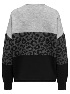 Only Pullover & Sweatshirts*ONLJADE ANIMAL LS O-NECK KNT NOOS Light Grey Melange