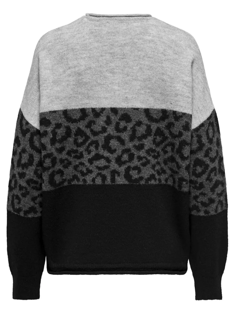 Only Pullover & Sweatshirts*ONLJADE ANIMAL LS O-NECK KNT NOOS Light Grey Melange