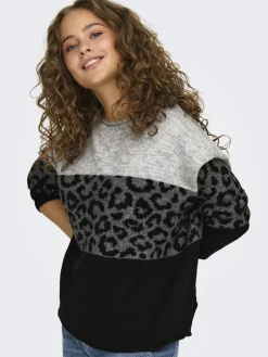 Only Pullover & Sweatshirts*ONLJADE ANIMAL LS O-NECK KNT NOOS Light Grey Melange