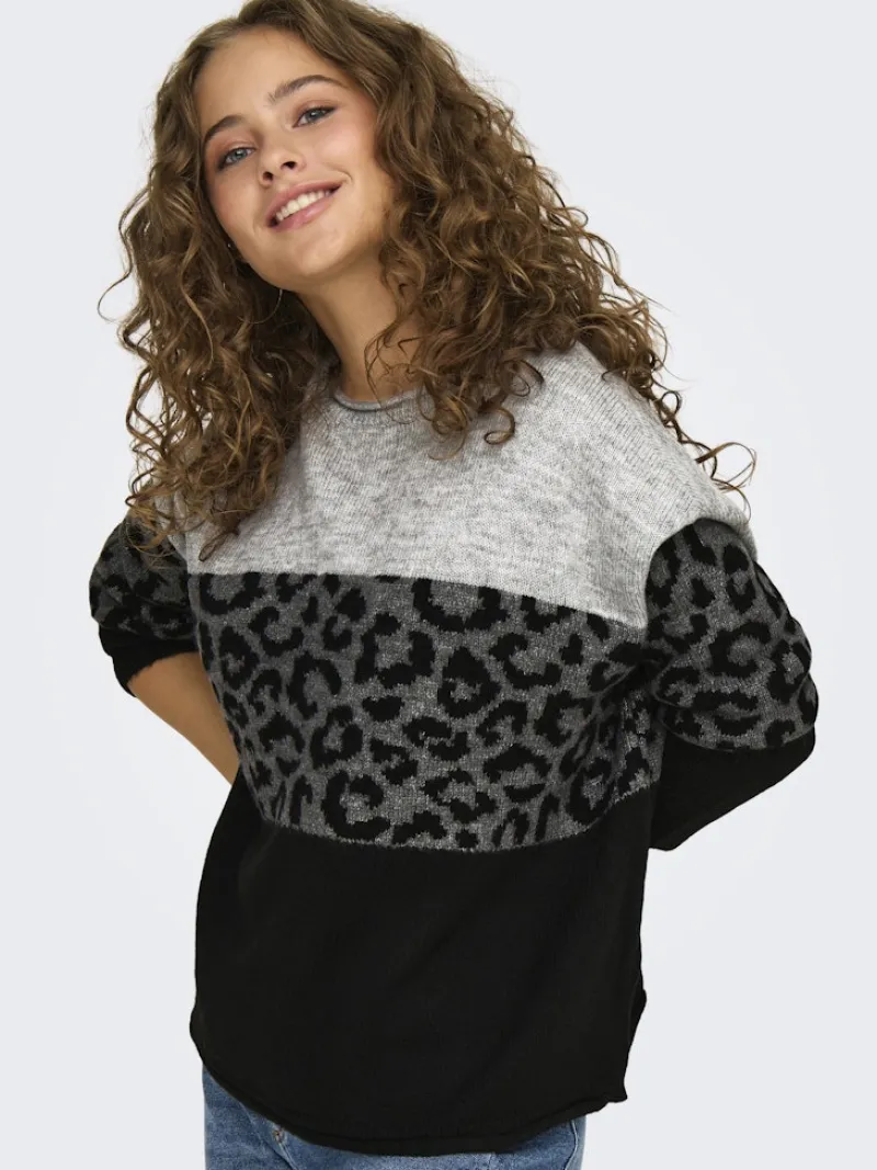 Only Pullover & Sweatshirts*ONLJADE ANIMAL LS O-NECK KNT NOOS Light Grey Melange