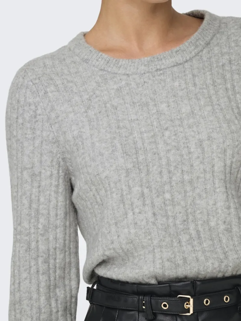 Only Pullover & Sweatshirts*ONLJEANETT LIFE L/S RIB O-NECK CC KNT Light Grey Melange