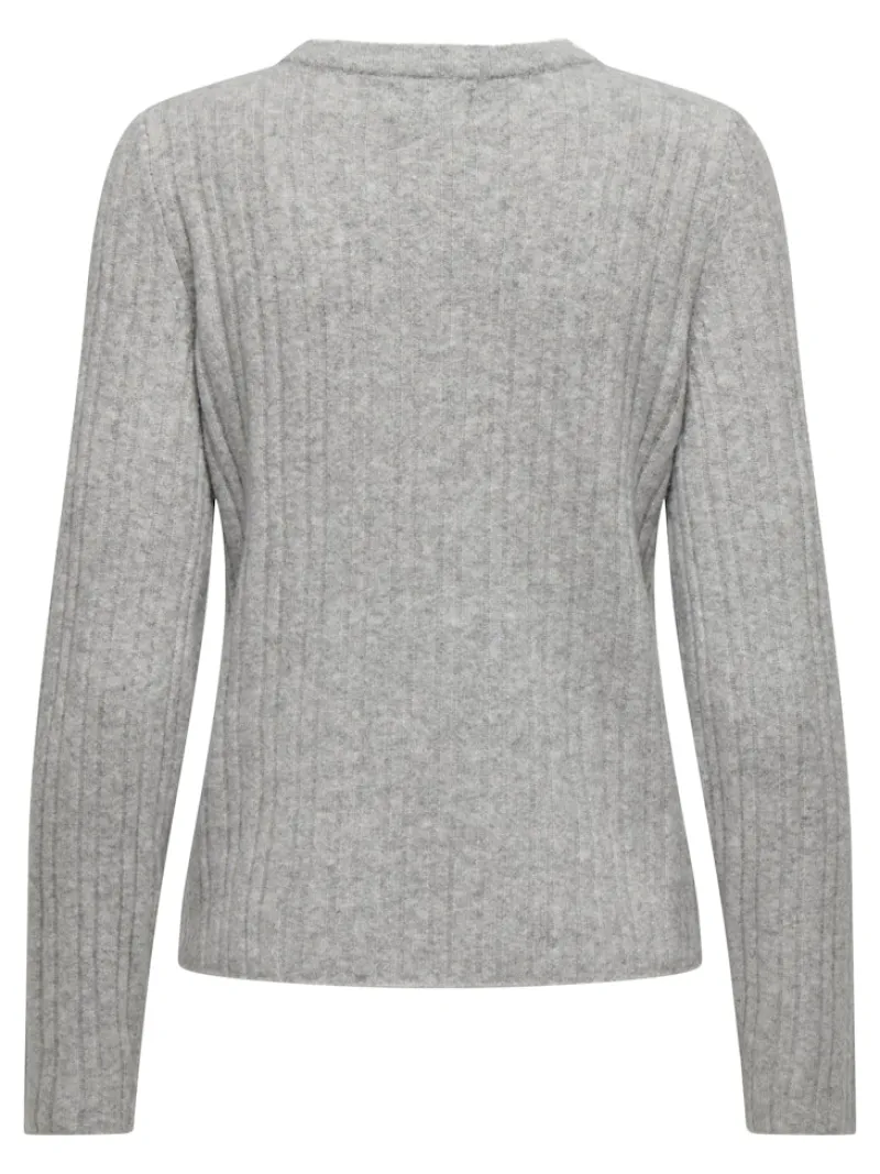 Only Pullover & Sweatshirts*ONLJEANETT LIFE L/S RIB O-NECK CC KNT Light Grey Melange