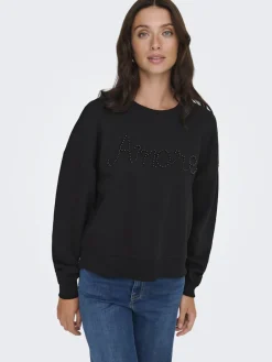 Only Pullover & Sweatshirts*ONLJENNA L/S O-NECK EMB. BOX SWT Black