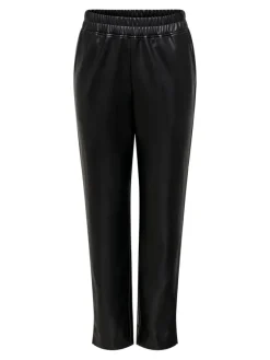 Only Hosen*ONLJOEY PULL-UP FAUX LEATH STR PANT PNT Black