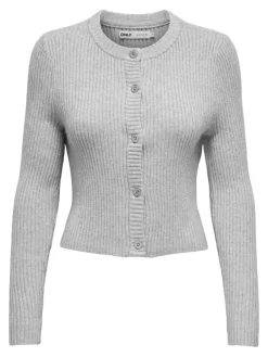 Only Pullover & Sweatshirts*-ONLKATIA LIFE LS BUTTON CARDI KNT NOOS Light Grey Melange