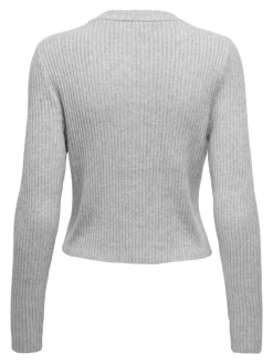 Only Pullover & Sweatshirts*-ONLKATIA LIFE LS BUTTON CARDI KNT NOOS Light Grey Melange