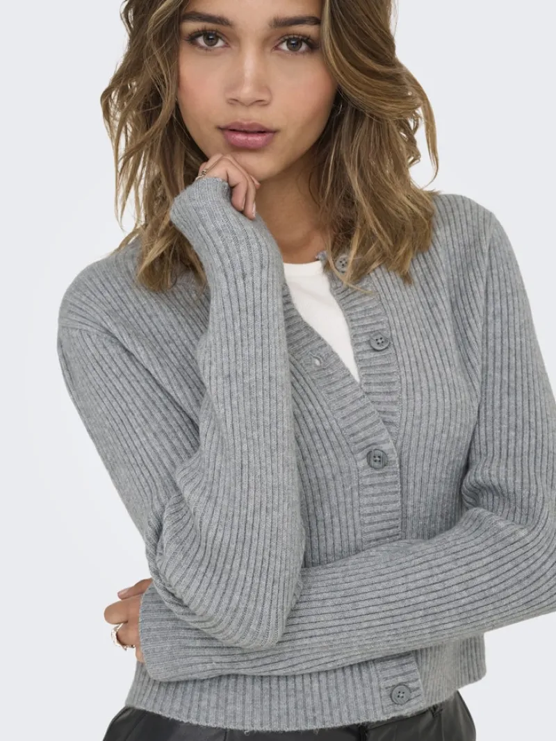 Only Pullover & Sweatshirts*-ONLKATIA LIFE LS BUTTON CARDI KNT NOOS ultimate grey