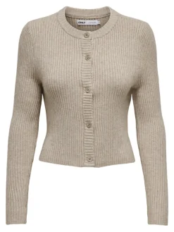 Only Pullover & Sweatshirts*-ONLKATIA LIFE LS BUTTON CARDI KNT NOOS Mocha Meringue