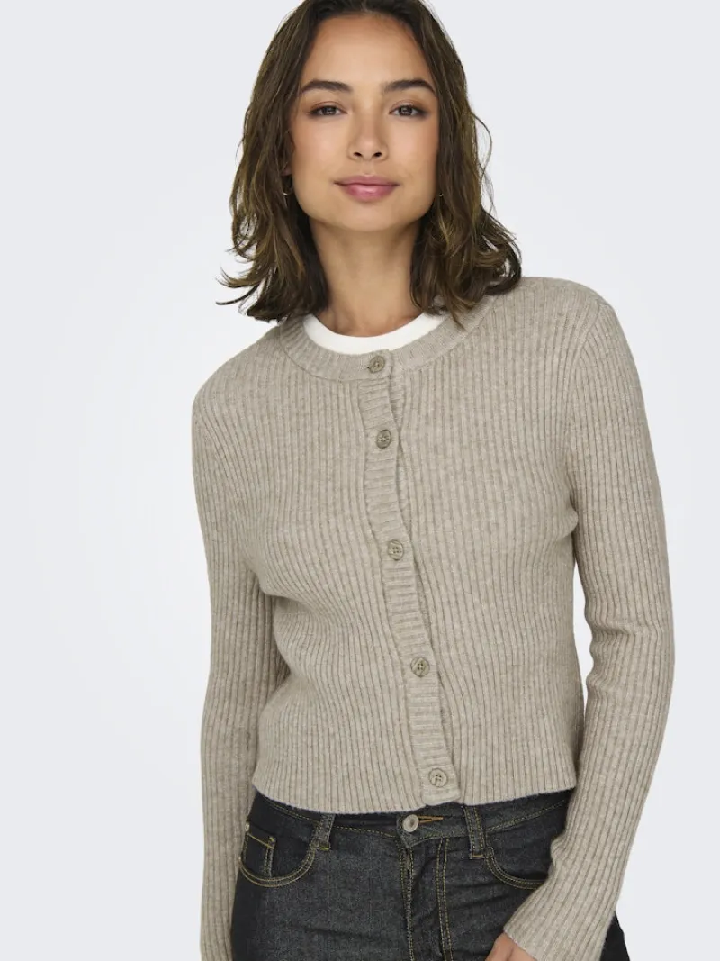 Only Pullover & Sweatshirts*-ONLKATIA LIFE LS BUTTON CARDI KNT NOOS Mocha Meringue