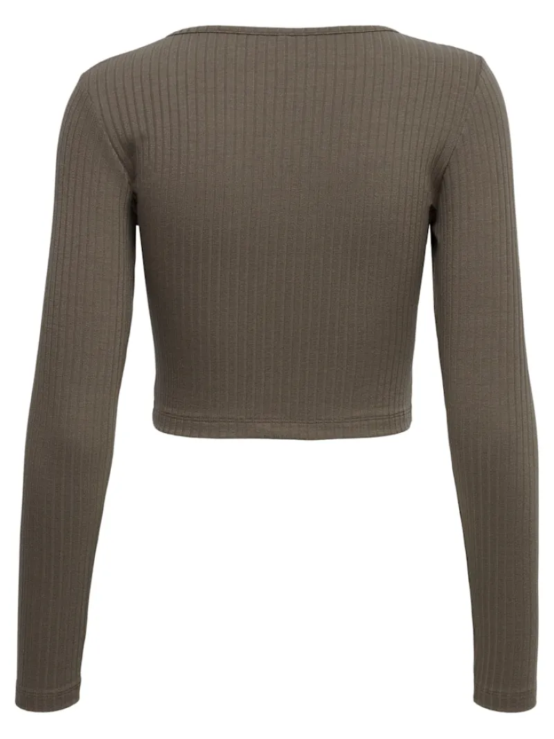 Only Shirts*ONLKAYA L/S CROPPED TOP JRS Walnut