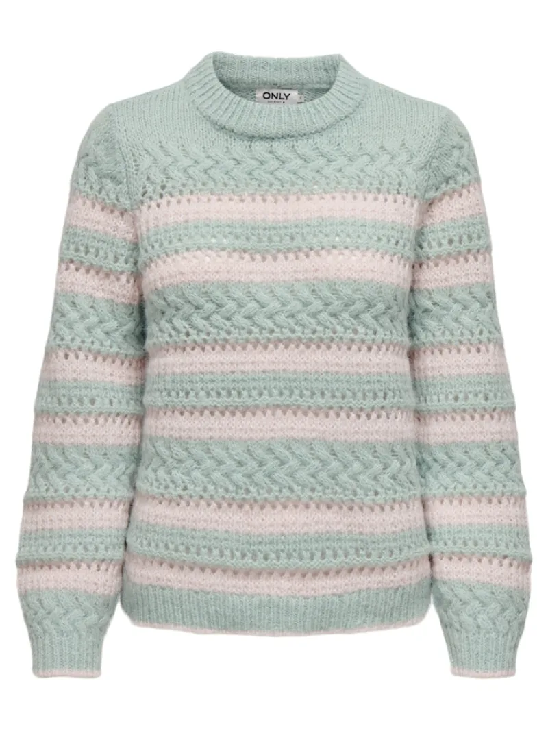 Only Pullover & Sweatshirts*ONLKIMA LS LIFE STRIPE O-NECK CC KNT icy morn