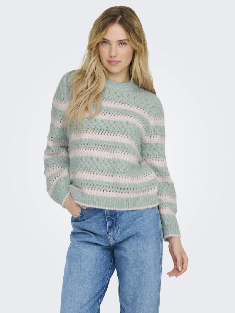 Only Pullover & Sweatshirts*ONLKIMA LS LIFE STRIPE O-NECK CC KNT icy morn