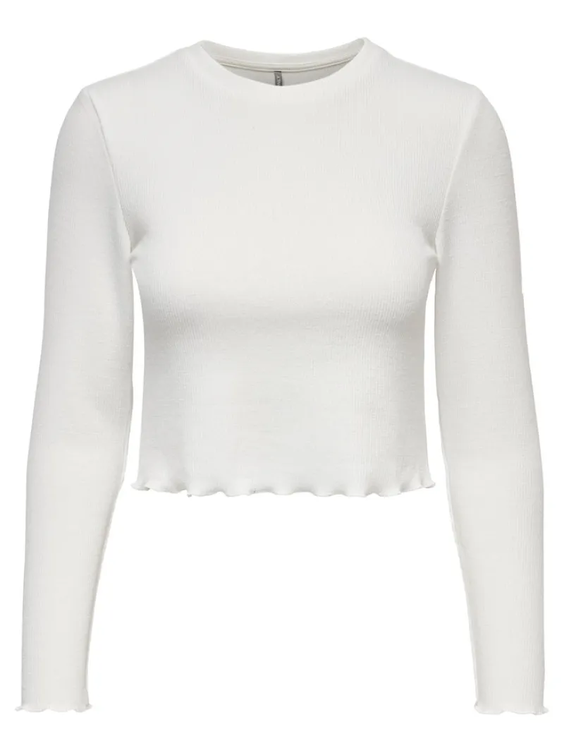 Only Shirts*ONLKITTY L/S TOP CROPPED JRS Cloud Dancer