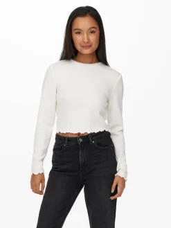 Only Shirts*ONLKITTY L/S TOP CROPPED JRS Cloud Dancer