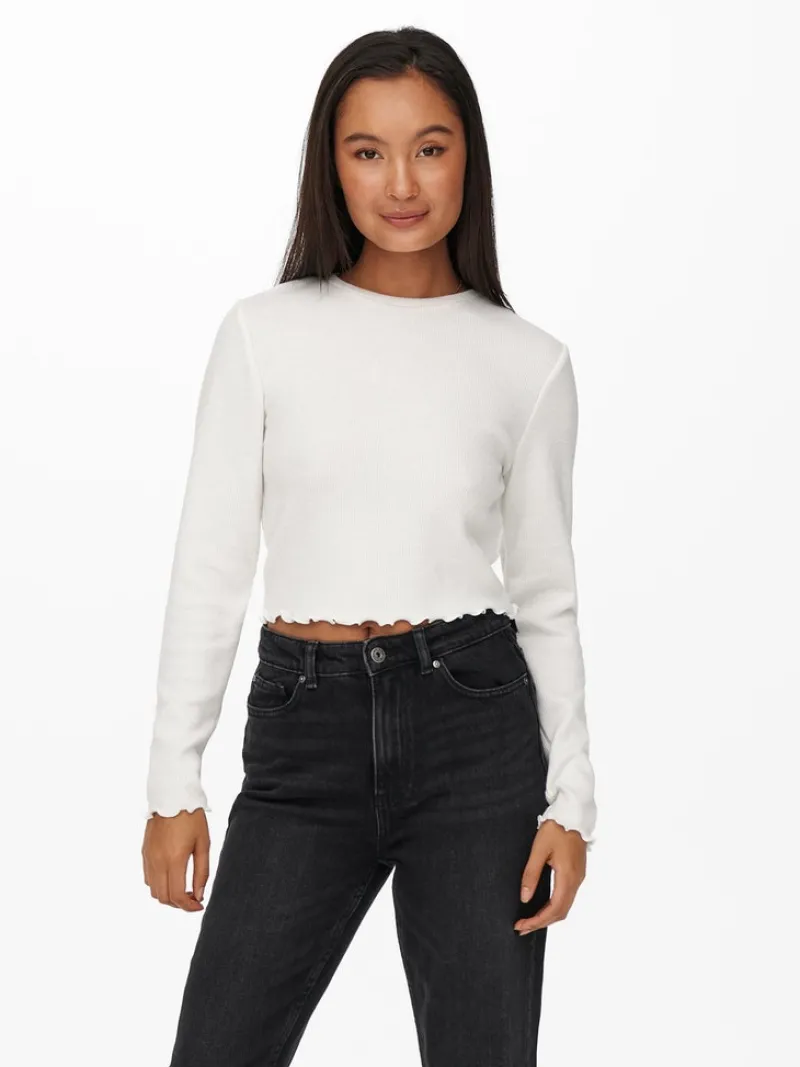 Only Shirts*ONLKITTY L/S TOP CROPPED JRS Cloud Dancer