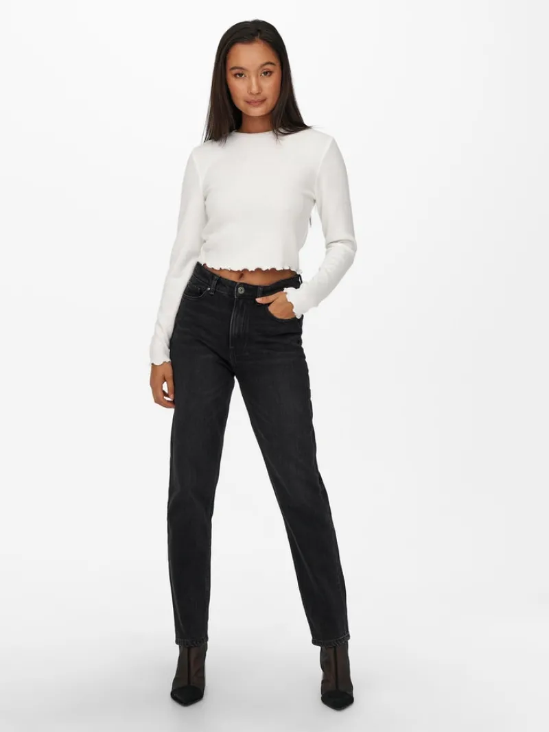 Only Shirts*ONLKITTY L/S TOP CROPPED JRS Cloud Dancer