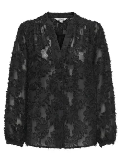 Only Blusen*ONLKORSA LS JAQUARD SHIRT WVN Black