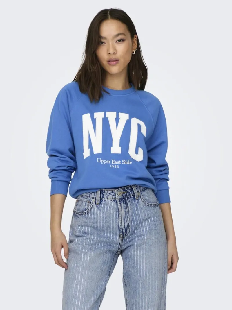 Only Pullover & Sweatshirts*ONLLANEY L/S NEW YORK O-NECK BOX SWT Super Sonic