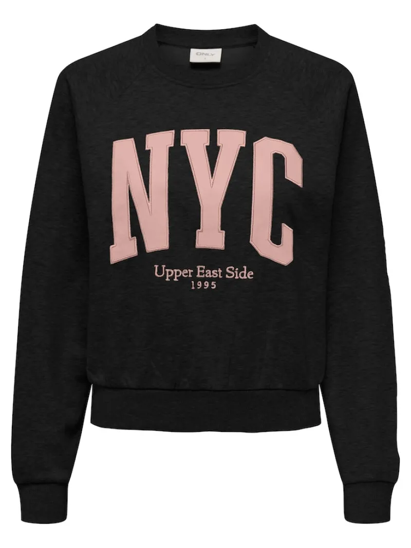 Only Pullover & Sweatshirts*ONLLANEY L/S NEW YORK O-NECK BOX SWT Black